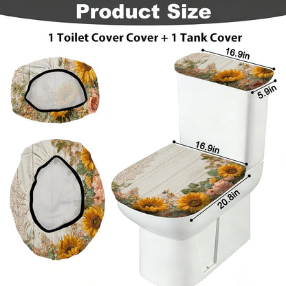 2 pack Toilet Lid Cover & Tank Lid Cover,Fits Standard & Elongated Toilet