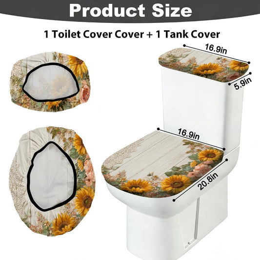 2 pack Toilet Lid Cover & Tank Lid Cover,Fits Standard & Elongated Toilet