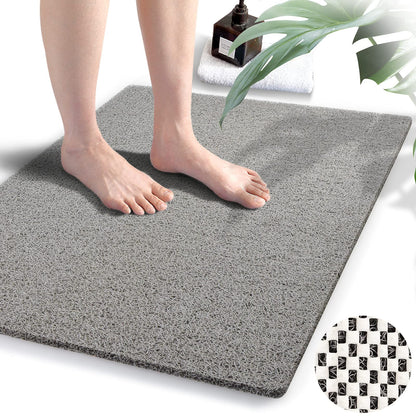 godehone Shower Mats Non Slip Without Suction Cups, PVC Loofah Bathroom Mats, Loofah Mats for Shower and Bathroom, Quick Drying, 15.7× 36 Inch, Grey