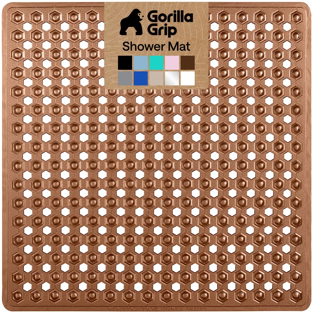 GORILLA GRIP Bath Tub Shower Mat, Bathtub Floor Liner, 35x16 Gray Opaque