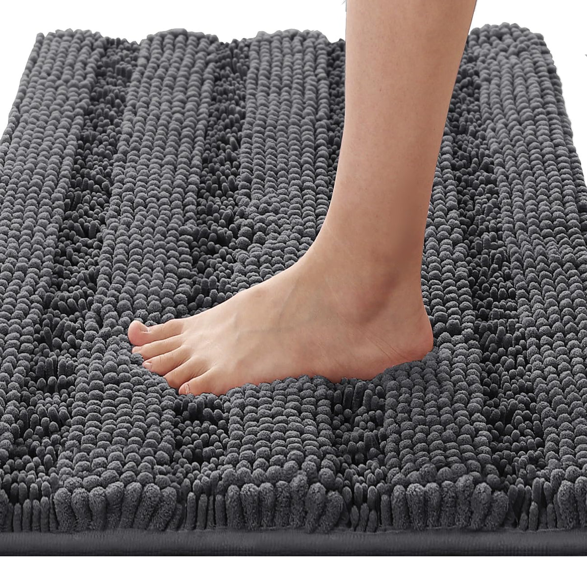H.VERSAILTEX Bath Rugs for Bathroom Non Slip Bath Mats Extra Thick Chenille Striped Rug 20" x 32" Absorbent Non Skid Fluffy Soft Shaggy Washable Dry Fast Plush Mat for Indoor, Bath Room, Tub - Sage