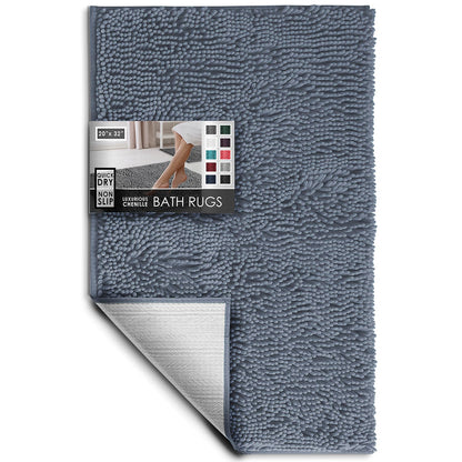 Hearth & Harbor Bathroom Rugs, Chenille Bath Mat - Machine Washable Bath Mats for Bathroom Non-Slip Backing Rubber, Quick Dry Bathroom Mat