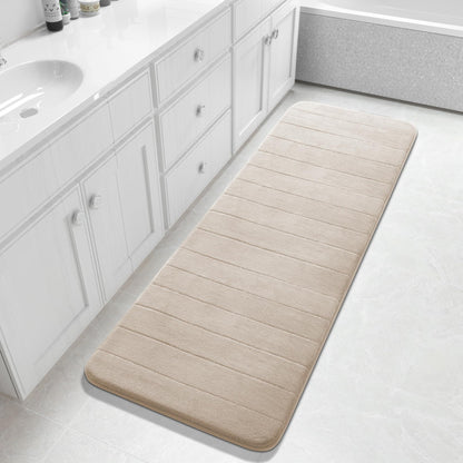 Yimobra Memory Foam Bath Mat, Super Soft Absorbent Bathroom Rug Non Slip, Quick Dry, Machine Washable Floor Carpet for Tub Shower, Home Decor Accessories, 24x17, Cream