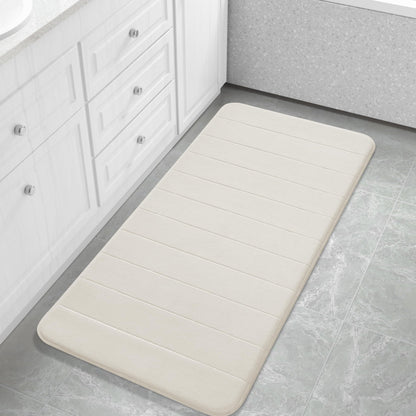 Yimobra Memory Foam Bath Mat, Super Soft Absorbent Bathroom Rug Non Slip, Quick Dry, Machine Washable Floor Carpet for Tub Shower, Home Decor Accessories, 24x17, Cream