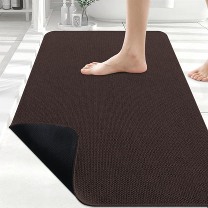 Smiry Ultra Thin Bath Mat 30X20, Non Slip Rubber Washable Bathroom Rugs
