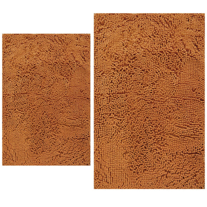 BOANKODU Bathroom Rugs Sets 2 Piece, Extra Soft Chenille Bath Mat Absorbent Bathroom Rug, Bathroom Mat with PVC Non-Slip Bottom, Machine Washable Bath Rugs (32x20 Inch + 24x16 Inch, Light Grey)
