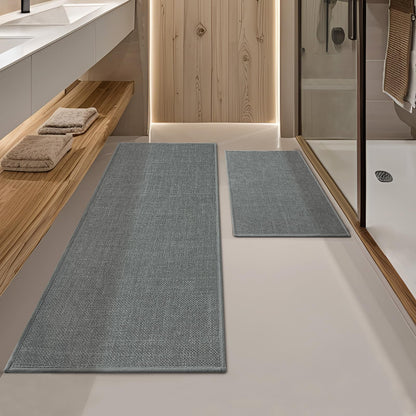 YIHOUSE Bathroom Rugs Thin Bath Mat Sets 2 Pieces Quick Dry,Beige