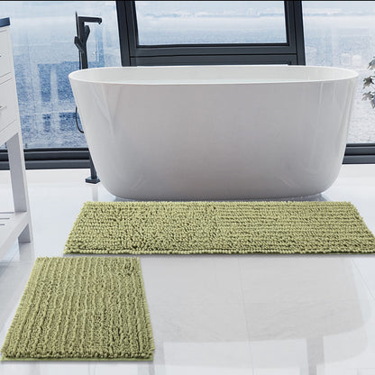 Luxury Chenille White Bathroom Rugs Sets 2 Piece, Thickened Hot Melt Rubber Bottom Bath Mats for Bathroom Non Slip,Bath Rugs Quick Dry Machine Washable for Shower Mat (32"x20"+17"x24")