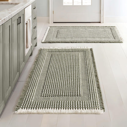MIULEE Set of 2 Waffle Bathroom Rugs Brown Boho Bath Mat 17x24+18x30 in