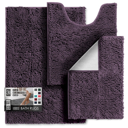Hearth & Harbor Bathroom Rugs, Chenille Bath Mat - Machine Washable Bath Mats for Bathroom Non-Slip Backing Rubber, Quick Dry Bathroom Mat