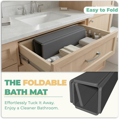 SYIPO Non-Slip Foldable Stone Bath Mat-Diatomite, 23.6 x 15.3”, Dark Gray