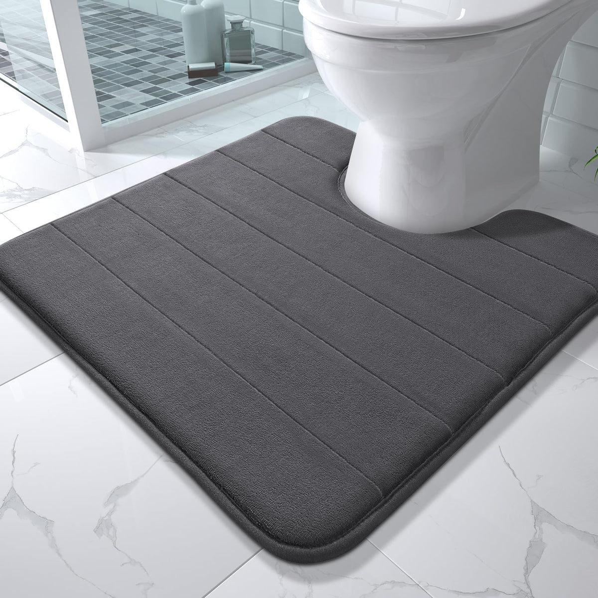 Yimobra Memory Foam Bath Mat, Super Soft Absorbent Bathroom Rug Non Slip, Quick Dry, Machine Washable Floor Carpet for Tub Shower, Home Decor Accessories, 24x17, Cream