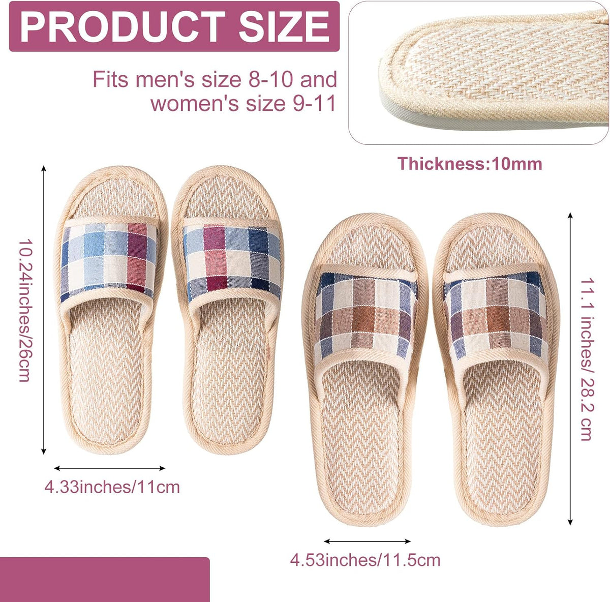 Tessco for you 10 Pairs Open Toe Guest Slippers Washable
