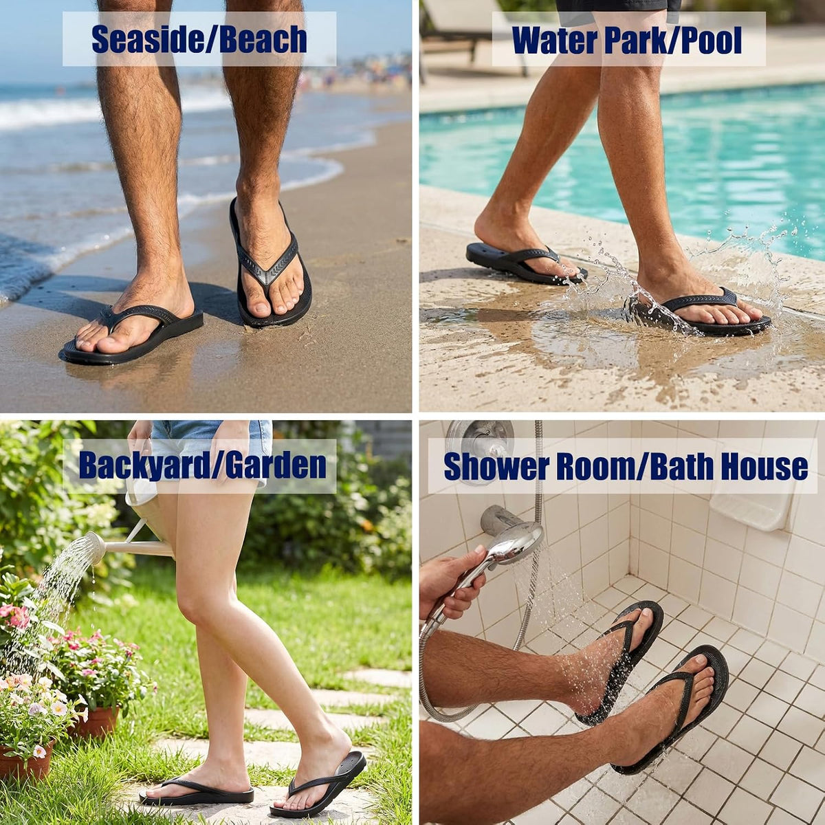 Shower Flip Flops with Arch Support for Women Men, Bath Slippers