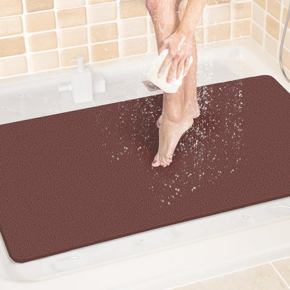 LuxStep Shower Mat Bathtub Mat,24x16 inch, Non-Slip Bath Mat with Drain, Quick Drying PVC Loofah Bathmat for Tub,Shower,Bathroom (Phthalate Free,Grey)