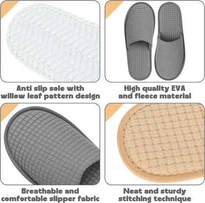 12-20Pairs Disposable Slippers Non Slip Washable for Guest Hotel Travel
