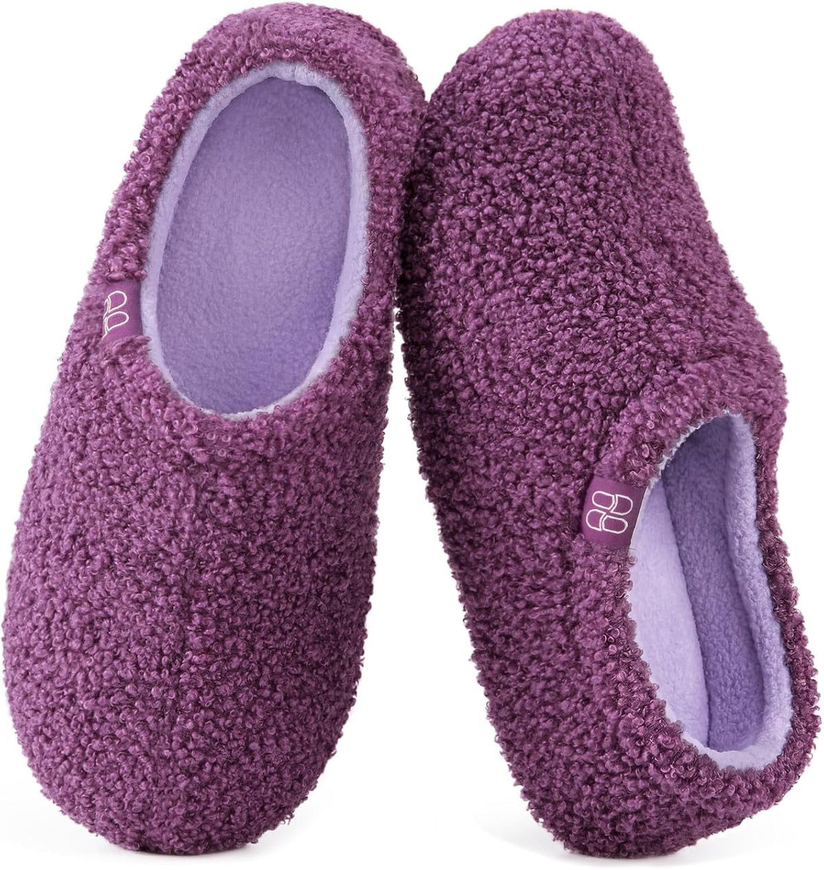 HomeTop Women's Fuzzy Curly Fur Fleece Lining Memory Foam Loafer Slippers
