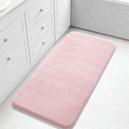 Yimobra Memory Foam Bath Mat, Super Soft Absorbent Bathroom Rug Non Slip, Quick Dry, Machine Washable Floor Carpet for Tub Shower, Home Decor Accessories, 24x17, Cream