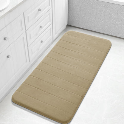 Yimobra Memory Foam Bath Mat, Super Soft Absorbent Bathroom Rug Non Slip, Quick Dry, Machine Washable Floor Carpet for Tub Shower, Home Decor Accessories, 24x17, Cream