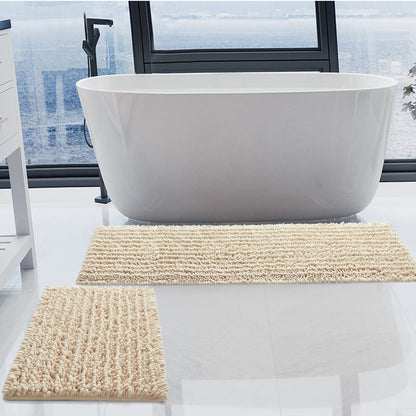 Luxury Chenille White Bathroom Rugs Sets 2 Piece, Thickened Hot Melt Rubber Bottom Bath Mats for Bathroom Non Slip,Bath Rugs Quick Dry Machine Washable for Shower Mat (32"x20"+17"x24")