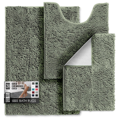 Hearth & Harbor Bathroom Rugs, Chenille Bath Mat - Machine Washable Bath Mats for Bathroom Non-Slip Backing Rubber, Quick Dry Bathroom Mat