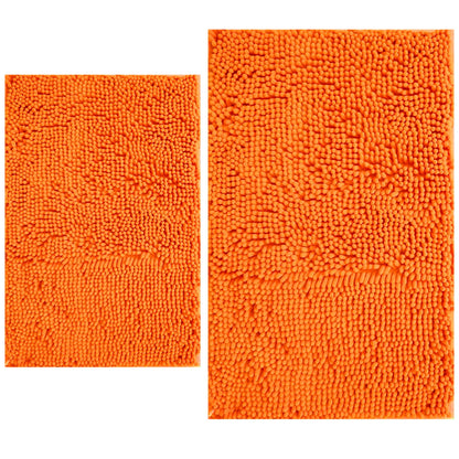 BOANKODU Bathroom Rugs Sets 2 Piece, Extra Soft Chenille Bath Mat Absorbent Bathroom Rug, Bathroom Mat with PVC Non-Slip Bottom, Machine Washable Bath Rugs (32x20 Inch + 24x16 Inch, Light Grey)