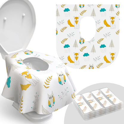 Relyo Disposable Toilet Seat Cover for Travel – 20 Pack with Covers Wrapped in Sets of 2, Non-Flushable Liners, Fits Most Seats – Kids, Toddlers, Adults (Waves, 20)