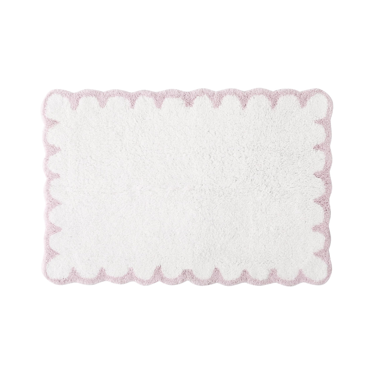 Peri Home Scalloped Bath Rug 20" x 30" White with Blue 1-Piece