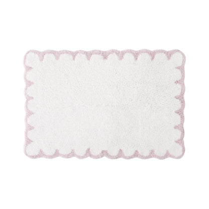 Peri Home Scalloped Bath Rug 20" x 30" White with Blue 1-Piece