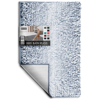 Hearth & Harbor Bathroom Rugs, Chenille Bath Mat - Machine Washable Bath Mats for Bathroom Non-Slip Backing Rubber, Quick Dry Bathroom Mat