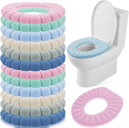 Tegeme 12 Pcs Thicker Bathroom Toilet Seat Cover Pad, 11.8 Inch, Colorful
