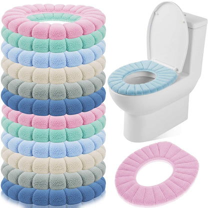 Tegeme 12 Pcs Thicker Bathroom Toilet Seat Cover Pad, 11.8 Inch, Colorful