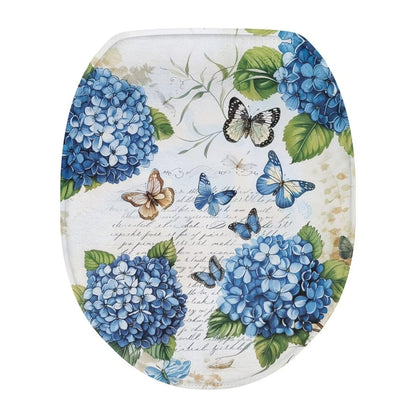 Purple Lavender Elongated Toilet Seat Cover Soft and Absorbent Fabric Toilet Lid Cover Oval Fits Most Standard Lids with Elastic Band for Bathroom Decor Accessories Protective