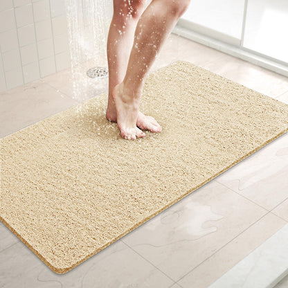 LuxStep Shower Mat Bathtub Mat,24x16 inch, Non-Slip Bath Mat with Drain, Quick Drying PVC Loofah Bathmat for Tub,Shower,Bathroom (Phthalate Free,Grey)