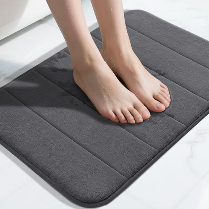 Yimobra Memory Foam Bath Mat, Super Soft Absorbent Bathroom Rug Non Slip, Quick Dry, Machine Washable Floor Carpet for Tub Shower, Home Decor Accessories, 24x17, Cream