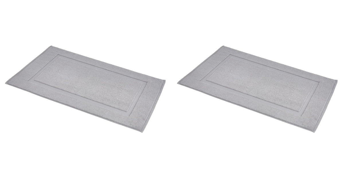 Amazon Basics Banded Bathroom Bath Rug Mat, Machine Washable, 100% Cotton, 31" x 20", Powder Gray