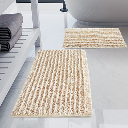 Luxury Chenille White Bathroom Rugs Sets 2 Piece, Thickened Hot Melt Rubber Bottom Bath Mats for Bathroom Non Slip,Bath Rugs Quick Dry Machine Washable for Shower Mat (32"x20"+17"x24")