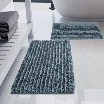 Luxury Chenille White Bathroom Rugs Sets 2 Piece, Thickened Hot Melt Rubber Bottom Bath Mats for Bathroom Non Slip,Bath Rugs Quick Dry Machine Washable for Shower Mat (32"x20"+17"x24")