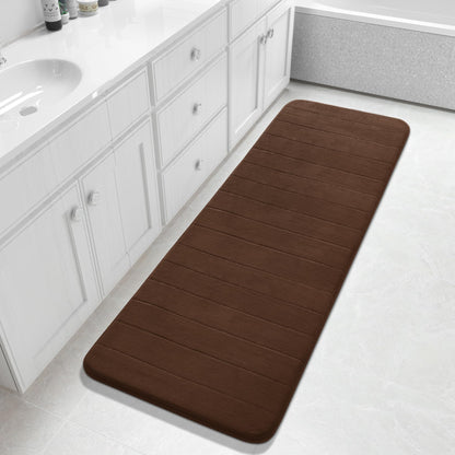Yimobra Memory Foam Bath Mat, Super Soft Absorbent Bathroom Rug Non Slip, Quick Dry, Machine Washable Floor Carpet for Tub Shower, Home Decor Accessories, 24x17, Cream