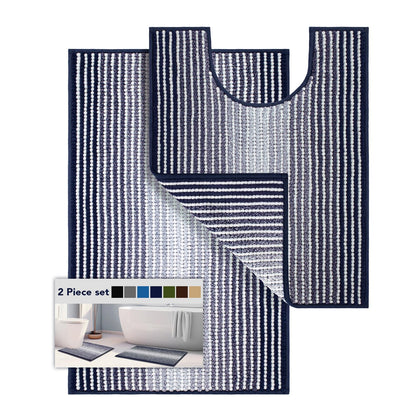 BSICPRO Bathroom Rugs Sets 2 Piece, Non Slip Striped Bath Mats, Sage