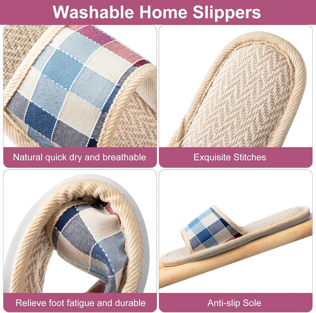 Tessco for you 10 Pairs Open Toe Guest Slippers Washable