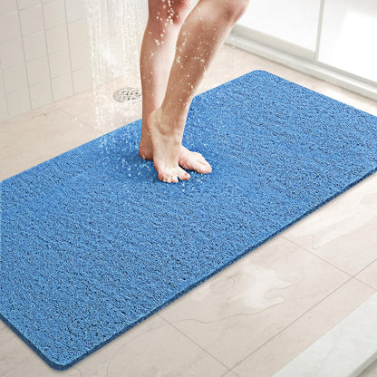 LuxStep Shower Mat Bathtub Mat,24x16 inch, Non-Slip Bath Mat with Drain, Quick Drying PVC Loofah Bathmat for Tub,Shower,Bathroom (Phthalate Free,Grey)