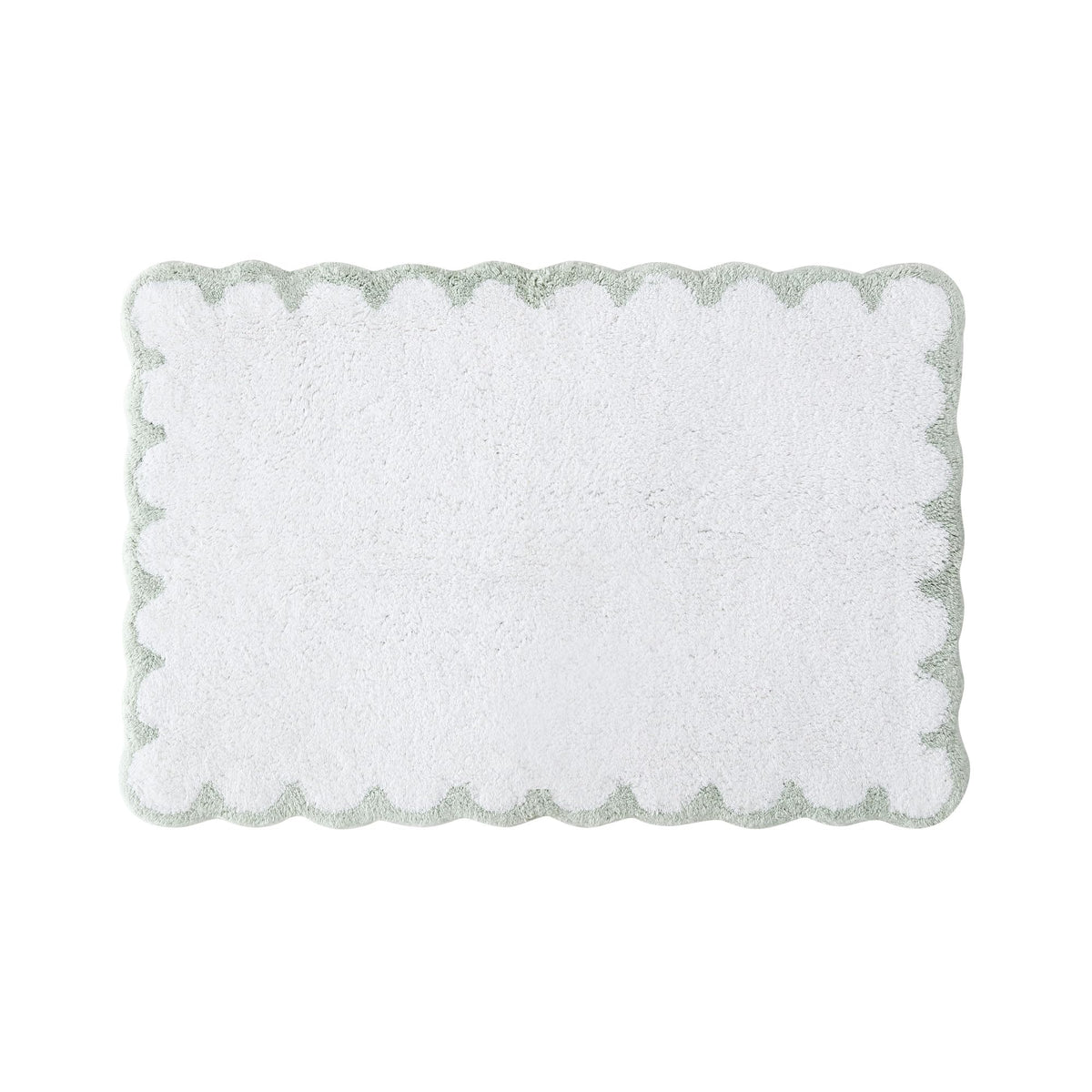 Peri Home Scalloped Bath Rug 20" x 30" White with Blue 1-Piece