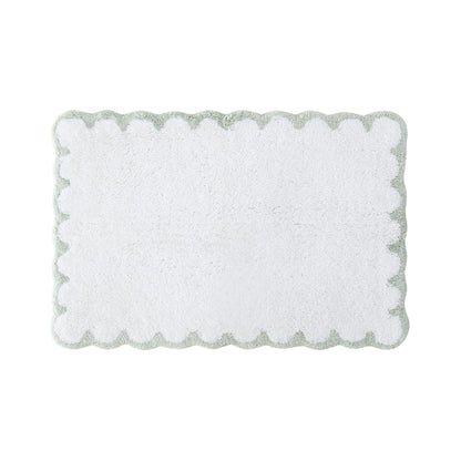 Peri Home Scalloped Bath Rug 20" x 30" White with Blue 1-Piece