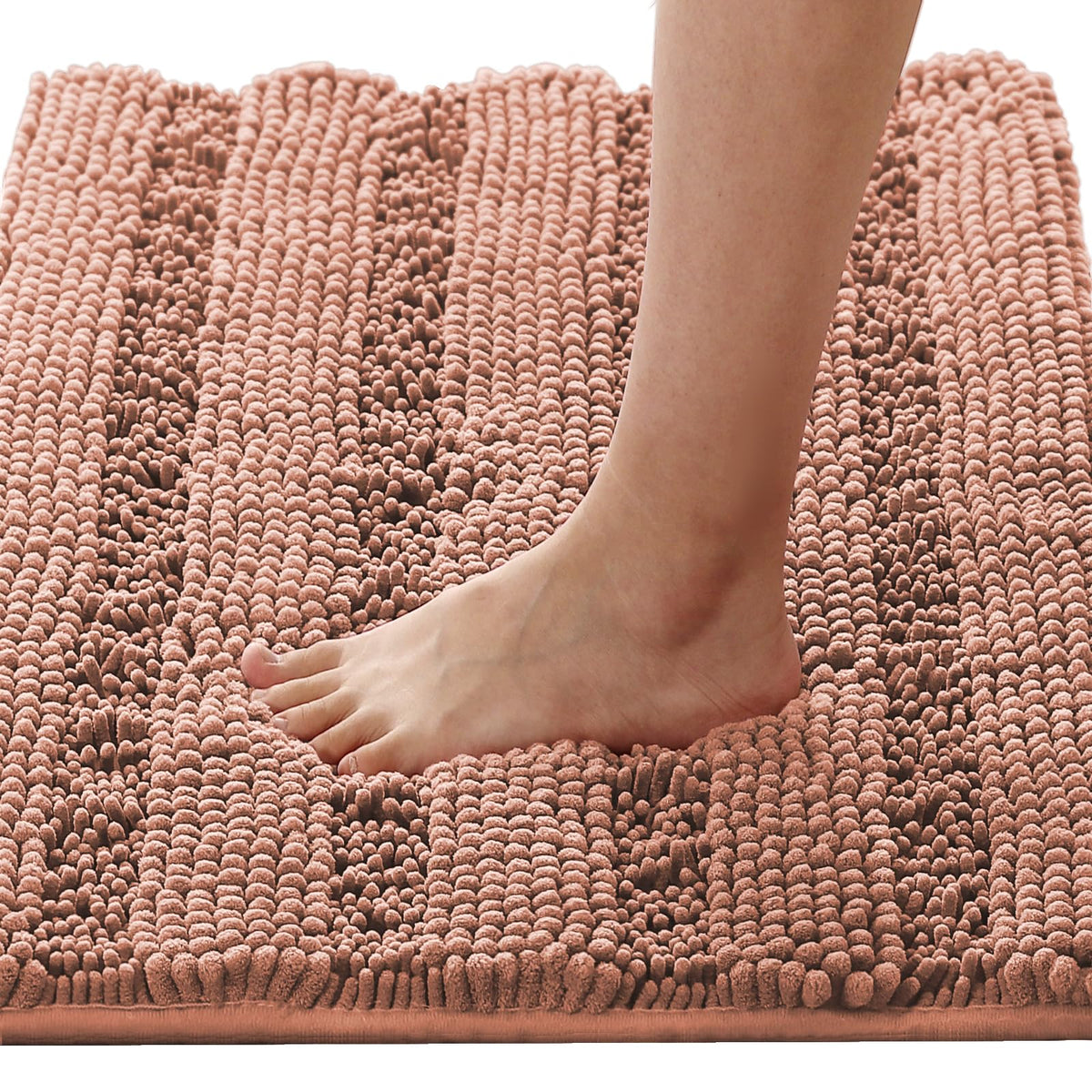 H.VERSAILTEX Bath Rugs for Bathroom Non Slip Bath Mats Extra Thick Chenille Striped Rug 20" x 32" Absorbent Non Skid Fluffy Soft Shaggy Washable Dry Fast Plush Mat for Indoor, Bath Room, Tub - Sage