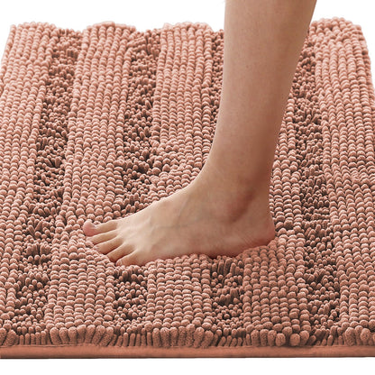 H.VERSAILTEX Bath Rugs for Bathroom Non Slip Bath Mats Extra Thick Chenille Striped Rug 20" x 32" Absorbent Non Skid Fluffy Soft Shaggy Washable Dry Fast Plush Mat for Indoor, Bath Room, Tub - Sage