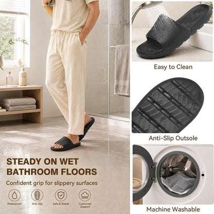 Frykun Shower Slides for Men and Women,Non-slip Sandals with Arch Support