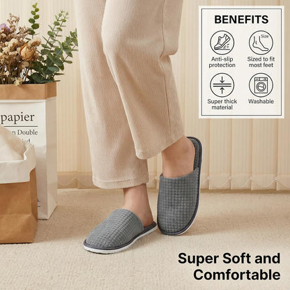 1-Pair Spa Slippers - Non Slip Slippers For Guest Women & Men -Washable & Reusable Guest Slipper for Indoor Hotel, Spa, Travel, Shoeless Home, House, Bedroom, Bride Slippers