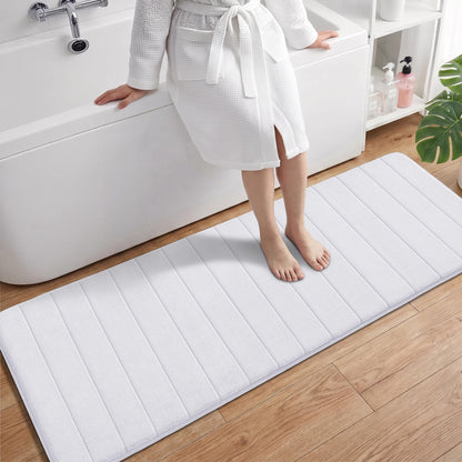 Yimobra Memory Foam Bath Mat, Super Soft Absorbent Bathroom Rug Non Slip, Quick Dry, Machine Washable Floor Carpet for Tub Shower, Home Decor Accessories, 24x17, Cream