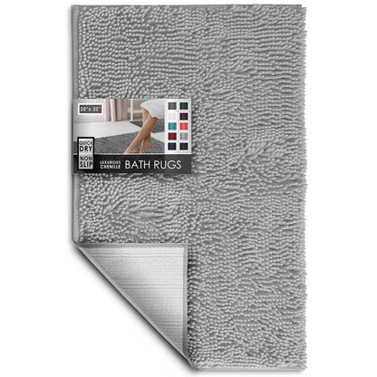 Hearth & Harbor Bathroom Rugs, Chenille Bath Mat - Machine Washable Bath Mats for Bathroom Non-Slip Backing Rubber, Quick Dry Bathroom Mat